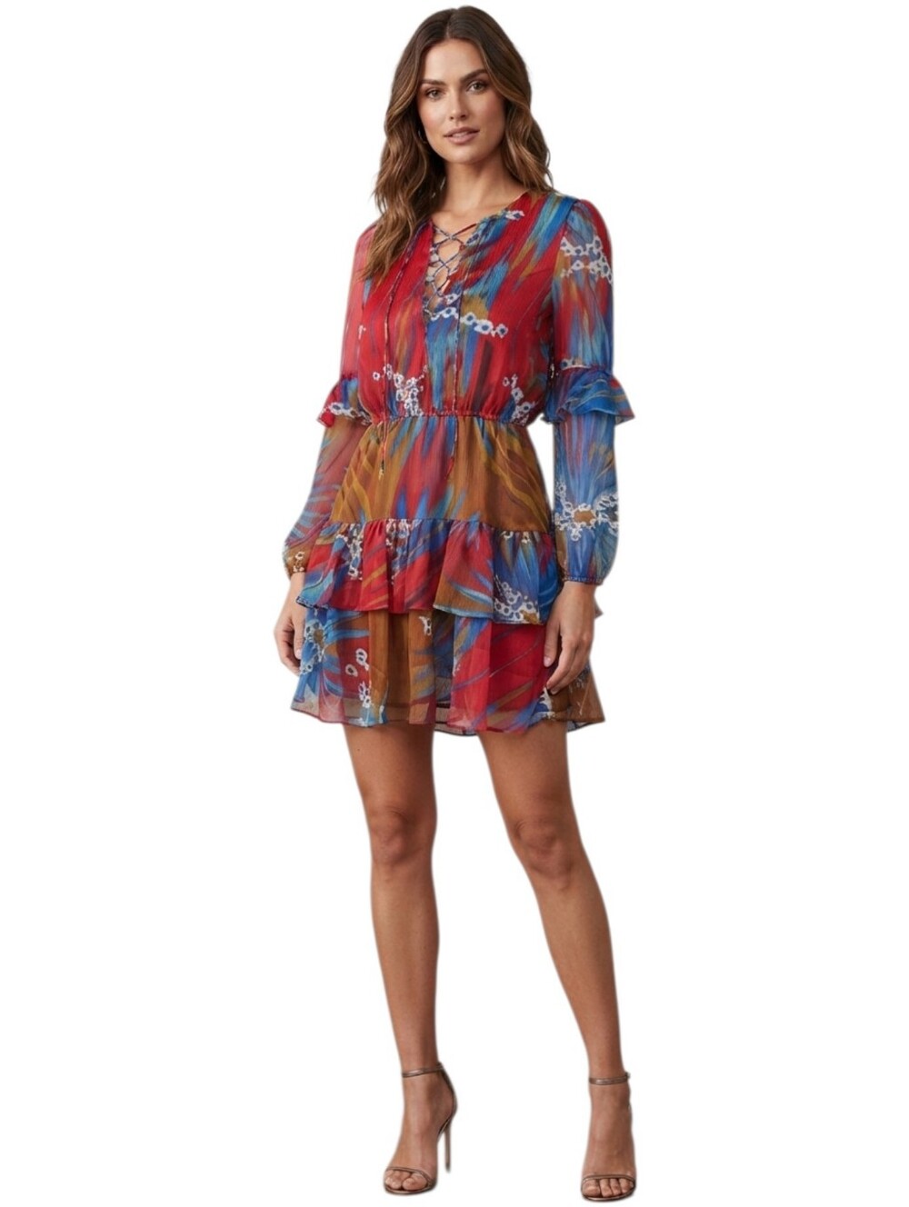 Walter Baker Devina Mini Rio Palm Dress Vibrant Rio Palm Red Blue Medium